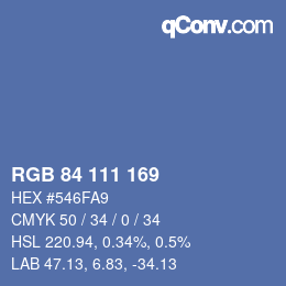 カラーコード: RGB 84 111 169 | qconv.com