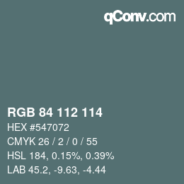 カラーコード: RGB 84 112 114 | qconv.com