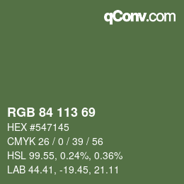 Código de color: RGB 84 113 69 | qconv.com