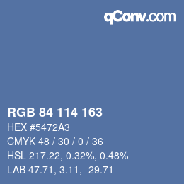Código de color: RGB 84 114 163 | qconv.com