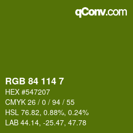 カラーコード: RGB 84 114 7 | qconv.com