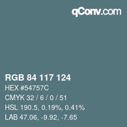 Farbcode: RGB 84 117 124 | qconv.com