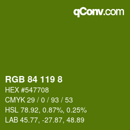 カラーコード: RGB 84 119 8 | qconv.com