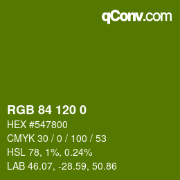 Color code: RGB 84 120 0 | qconv.com