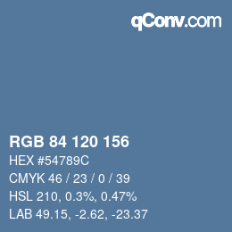 颜色代码: RGB 84 120 156 | qconv.com
