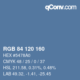 Color code: RGB 84 120 160 | qconv.com