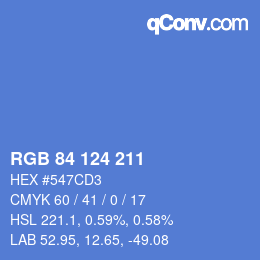 カラーコード: RGB 84 124 211 | qconv.com