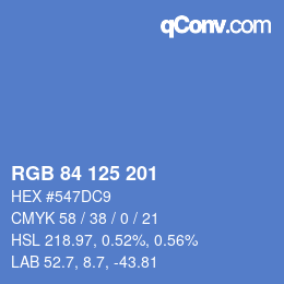 カラーコード: RGB 84 125 201 | qconv.com