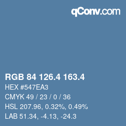 カラーコード: RGB 84 126.4 163.4 | qconv.com