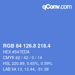 カラーコード: RGB 84 126.8 218.4 | qconv.com