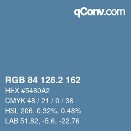カラーコード: RGB 84 128.2 162 | qconv.com
