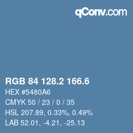 カラーコード: RGB 84 128.2 166.6 | qconv.com