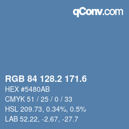 カラーコード: RGB 84 128.2 171.6 | qconv.com