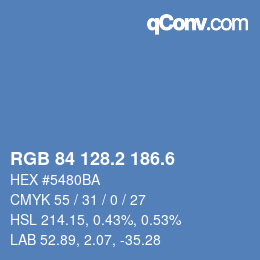 カラーコード: RGB 84 128.2 186.6 | qconv.com