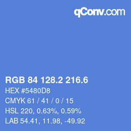 カラーコード: RGB 84 128.2 216.6 | qconv.com