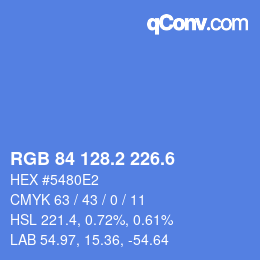 カラーコード: RGB 84 128.2 226.6 | qconv.com
