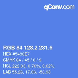 カラーコード: RGB 84 128.2 231.6 | qconv.com