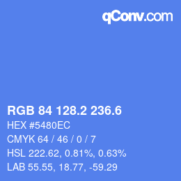 カラーコード: RGB 84 128.2 236.6 | qconv.com