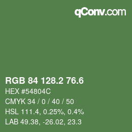 カラーコード: RGB 84 128.2 76.6 | qconv.com