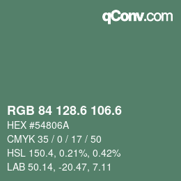 カラーコード: RGB 84 128.6 106.6 | qconv.com