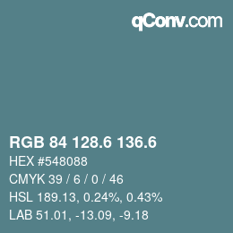 カラーコード: RGB 84 128.6 136.6 | qconv.com