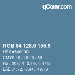 カラーコード: RGB 84 128.6 156.6 | qconv.com