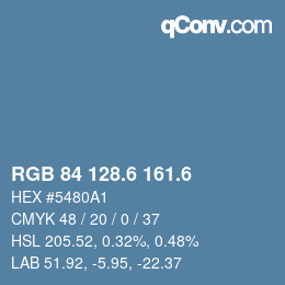 カラーコード: RGB 84 128.6 161.6 | qconv.com