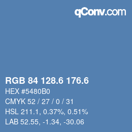 カラーコード: RGB 84 128.6 176.6 | qconv.com