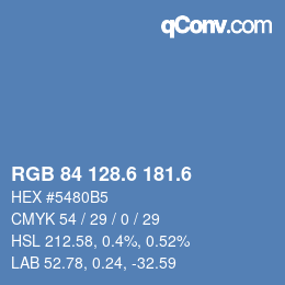 カラーコード: RGB 84 128.6 181.6 | qconv.com