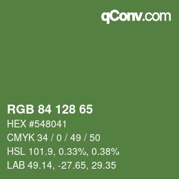 Color code: RGB 84 128 65 | qconv.com