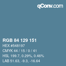 Color code: RGB 84 129 151 | qconv.com