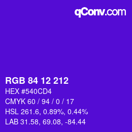 Color code: RGB 84 12 212 | qconv.com