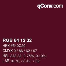颜色代码: RGB 84 12 32 | qconv.com