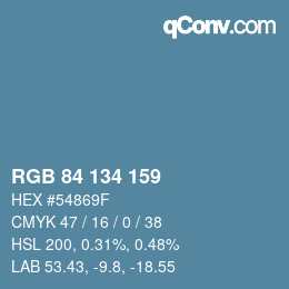 Color code: RGB 84 134 159 | qconv.com