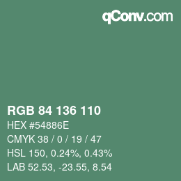 Color code: RGB 84 136 110 | qconv.com