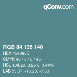 Color code: RGB 84 136 140 | qconv.com