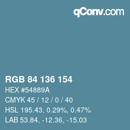 Color code: RGB 84 136 154 | qconv.com
