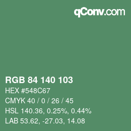 Color code: RGB 84 140 103 | qconv.com