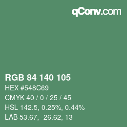 カラーコード: RGB 84 140 105 | qconv.com