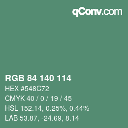 Color code: RGB 84 140 114 | qconv.com