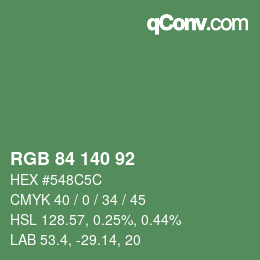 Color code: RGB 84 140 92 | qconv.com