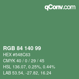 Color code: RGB 84 140 99 | qconv.com