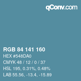 Color code: RGB 84 141 160 | qconv.com