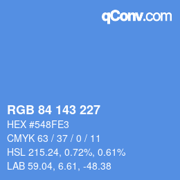 Color code: RGB 84 143 227 | qconv.com