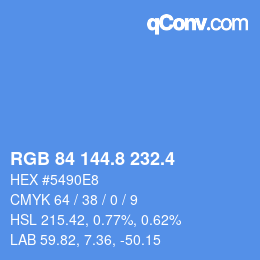 カラーコード: RGB 84 144.8 232.4 | qconv.com
