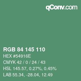 Color code: RGB 84 145 110 | qconv.com