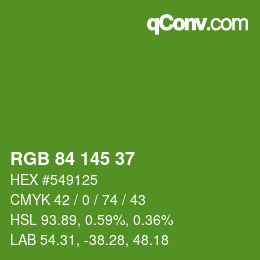 Color code: RGB 84 145 37 | qconv.com