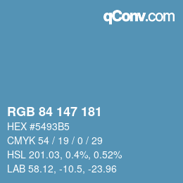 颜色代码: RGB 84 147 181 | qconv.com