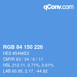カラーコード: RGB 84 150 226 | qconv.com