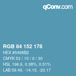カラーコード: RGB 84 152 178 | qconv.com